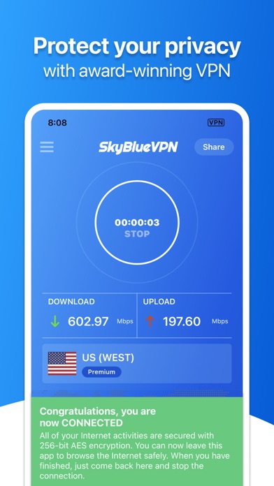 SkyBlueVPN: VPN Fast & Secure screenshot 1